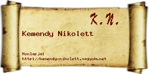 Kemendy Nikolett névjegykártya